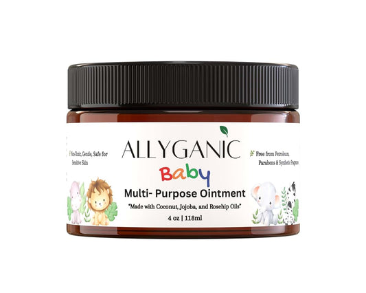 AllyGanic Multipurpose Baby Ointment– Gentle, All-Natural Moisturizer for Sensitive Skin, Diaper Rash, Dry Patches