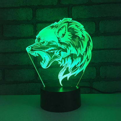 Jinnwell 3D Wolf Tiger Animal Night Light Lamp Illusion Night Light 7 Color Changing Touch Switch Table Desk Decoration (photo 2)