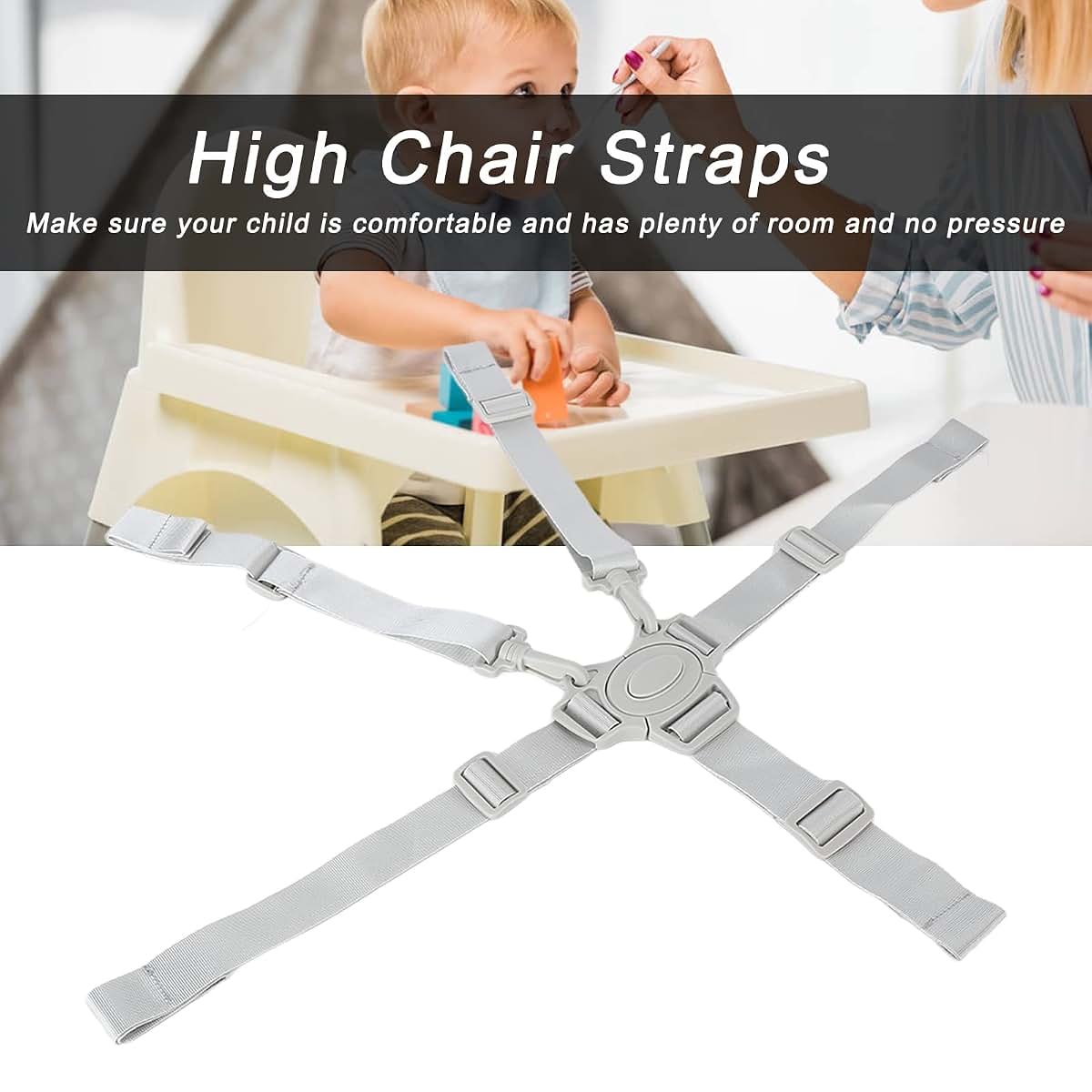 BabyOneStop 5-Point Baby Safety Strap Belt, Adjustable Universal Replacement Harness for High Chair & Stroller
