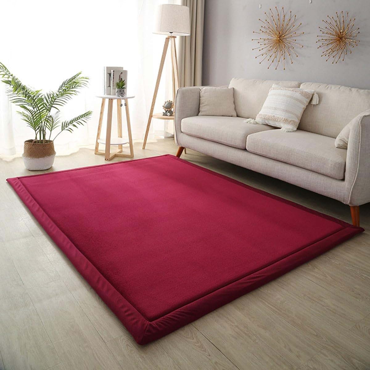 Dmkjdzsw Play Crawling Mat for Nursery, Extra Soft Claret Activity Floor Mat