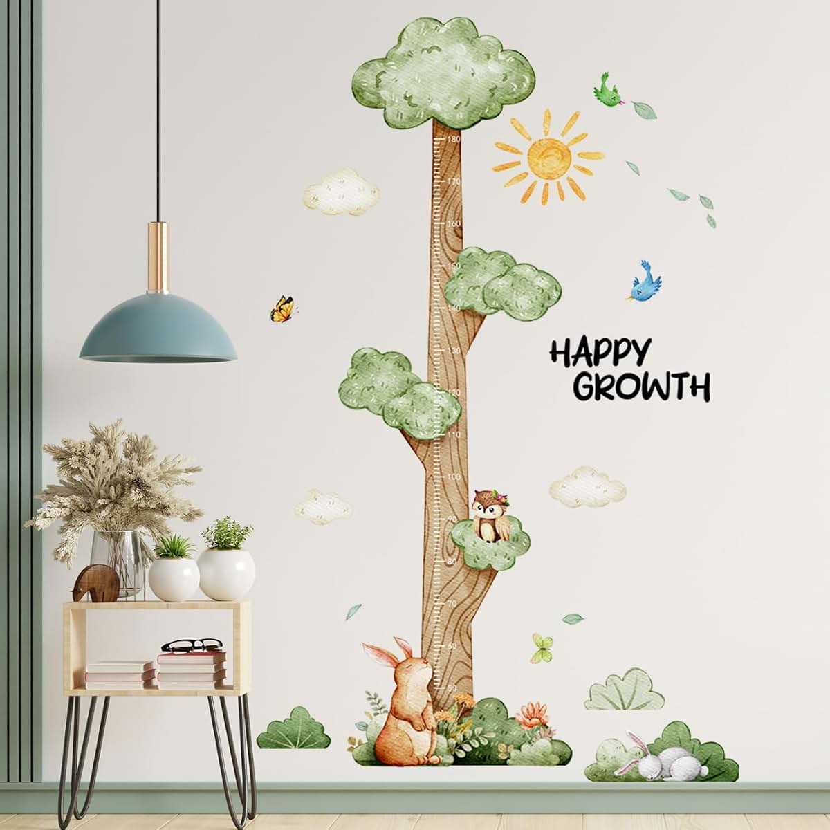 DRWSSR 3D Cartoon Height Growth Chart Wall Sticker for Kids, Jungle Animals PVC Removable