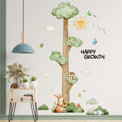 DRWSSR 3D Cartoon Height Growth Chart Wall Sticker for Kids, Jungle Animals PVC Removable