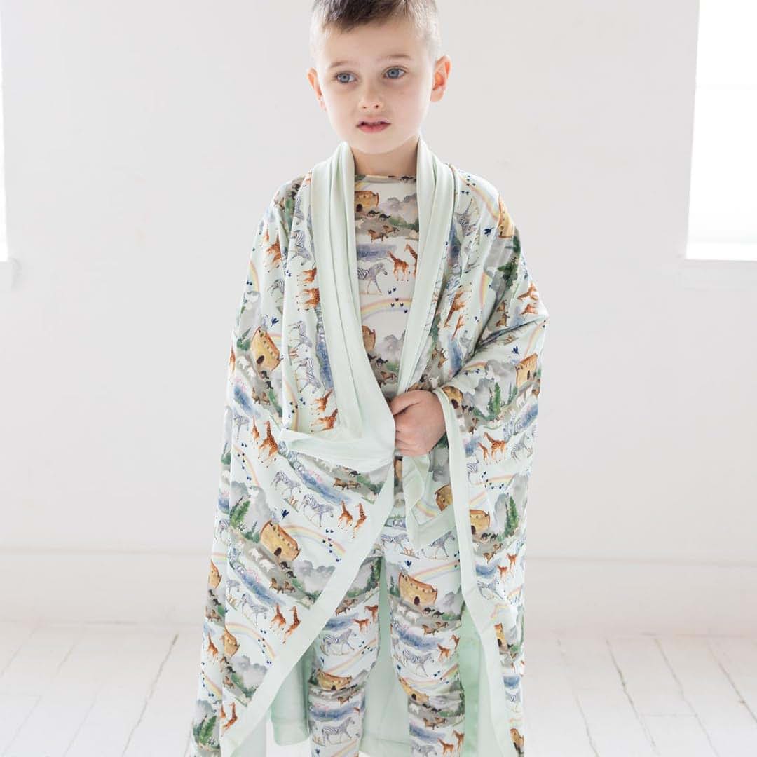 Tiny Revival Noah’s Ark Baby Blanket – Bamboo Receiving Blanket (photo 2)