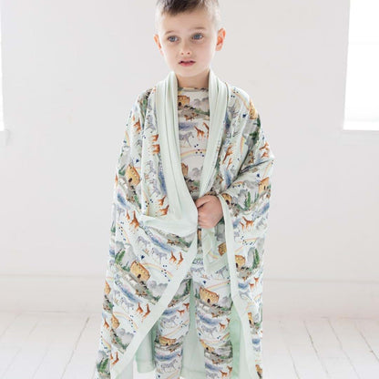 Tiny Revival Noah’s Ark Baby Blanket – Bamboo Receiving Blanket (photo 2)