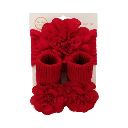 Vdaxvme Flower Headband and Antiskid Sock Set for Infants