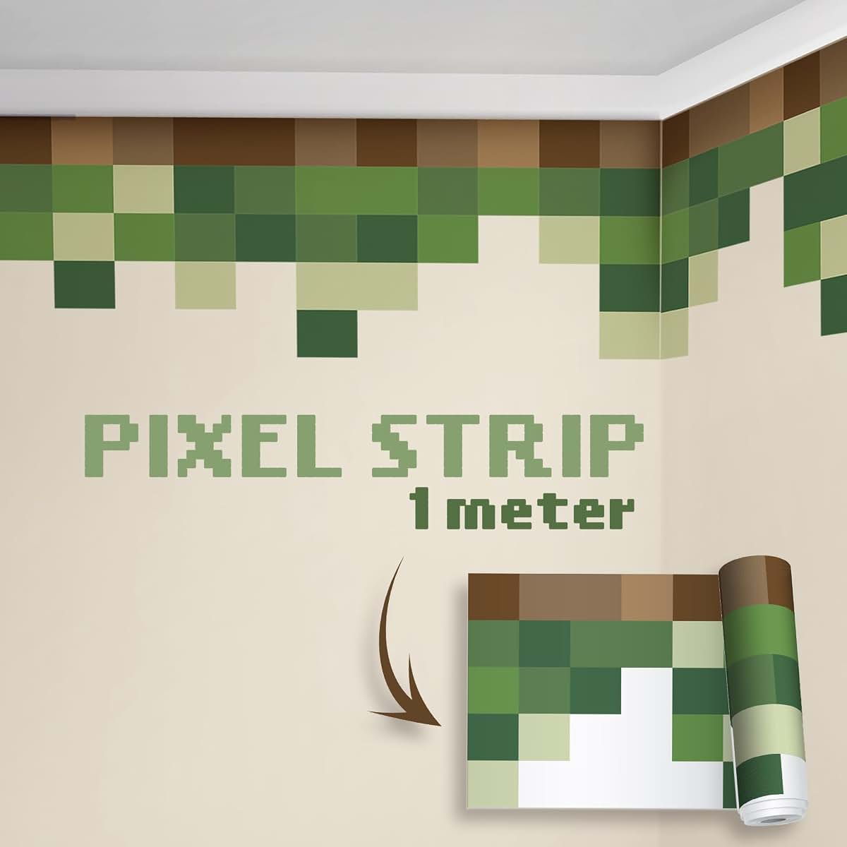 AdesiivoStudio Pixel Block Border Wall Decal for Kids Rooms