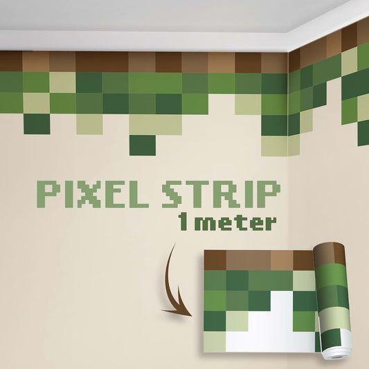 AdesiivoStudio Pixel Block Border Wall Decal for Kids Rooms