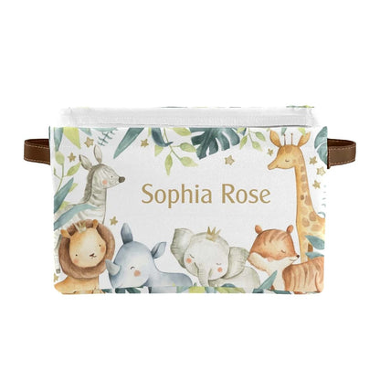 Joyestore Safari Animals Personalized Storage Bin with Handle