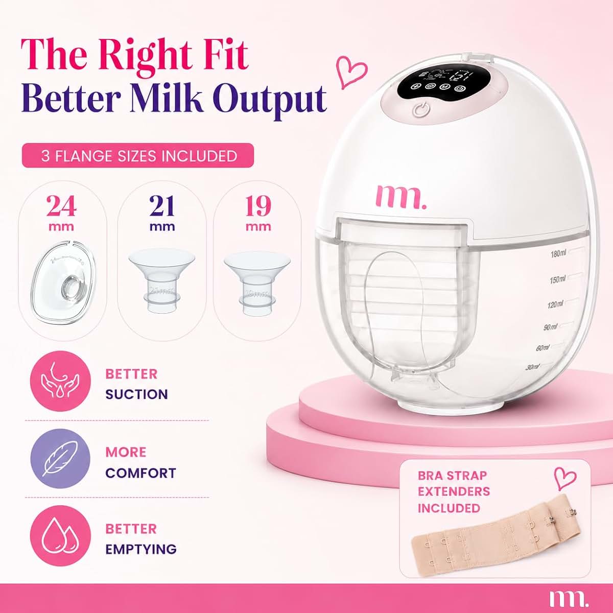 The Midwife Mumma Products The Midwife Mumma Wearable Breast Pump, 3 Flange Sizes, 180ml, 2-Pack (photo 3)