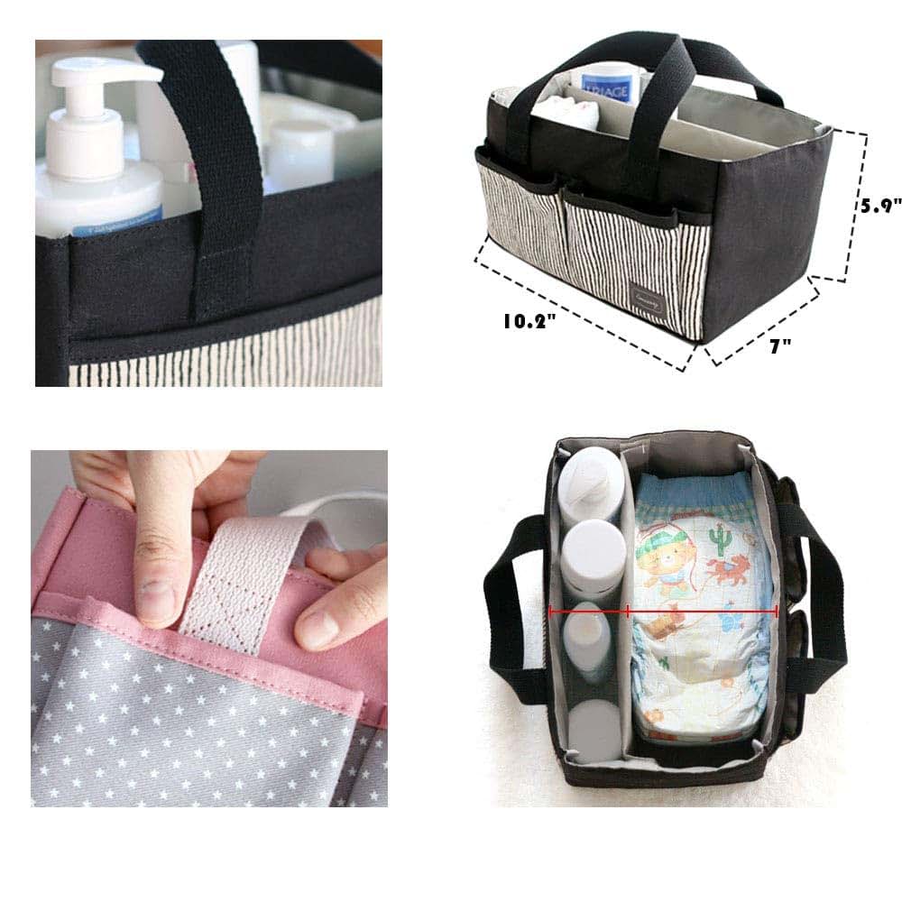 Caroline Baby Diaper Caddy Bag - Nursery Storage Bin for Diapers, Wipes & Toys - Diaper Caddy Tote (Black) (photo 2)