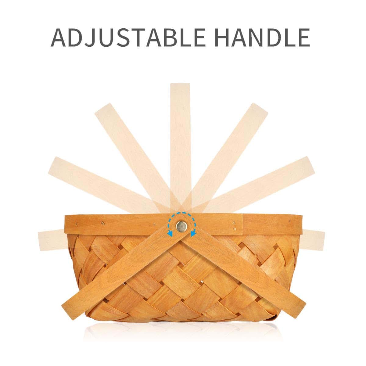BabyOneStop Natural Woven Wood Storage Basket with Folding Handles, 3 Sizes