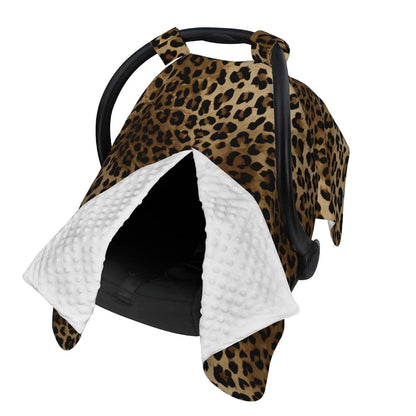 Wyibbaq Leopard Baby Car Seat Cover, 2-in-1 Nursing Cover & Canopy, 39x27.5 Inch Polyester