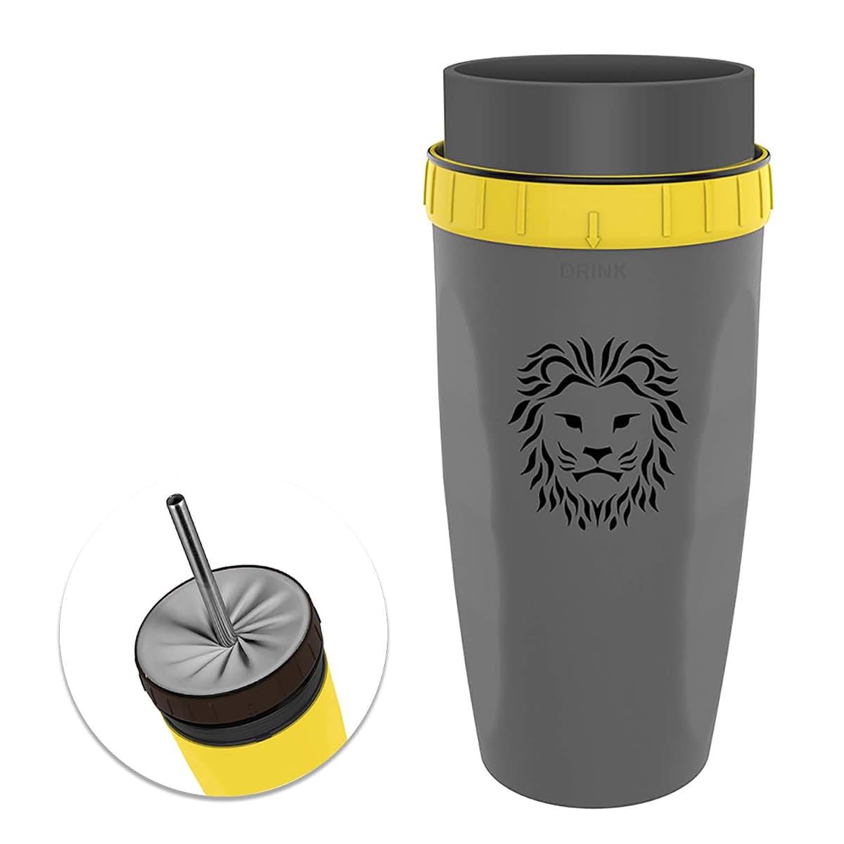CHENGNAN Twizz Travel Mug with Straw and Twist Top, 300ml