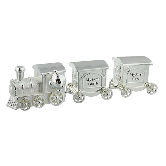 Baby Bites Baby Gifts WBM-GFT14 Harts Train with 2 Carriages Tooth and Curling Box Silver Plated Clear 200g
