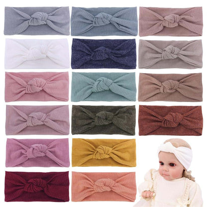Gebelle 16 Pack Soft Knot Baby Headbands with Hair Bows, Cotton Blend for Newborn to Toddler