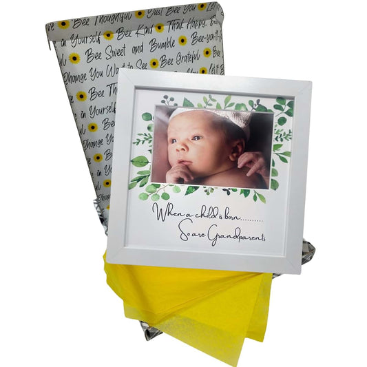 WillaBees First Grandchild Picture Frame White 8x8 Frame Photo for Grandparent Gift
