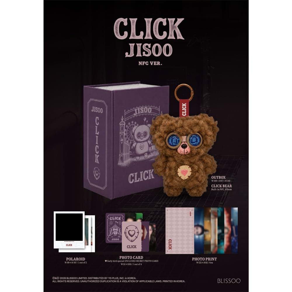 KM KPOP MERCH JISOO CLICK Single Album Baby Bear NFC Ver. (photo 2)