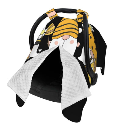 CAYKWVZ Sunflower Bee Cute Cartoon Gnome Black Baby Car Seat Canopy Cover Multi Use Shower Gift, Nursing Cover for Mom