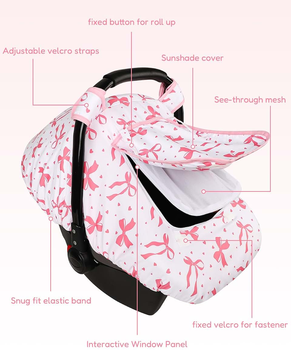 SWESEN Baby Car Seat Cover - Pink Bow (photo 2)