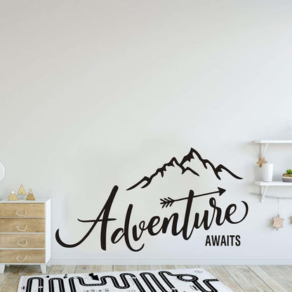 JURUOXIN Adventure Begins Mountain Wall Sticker Black Vinyl Decor