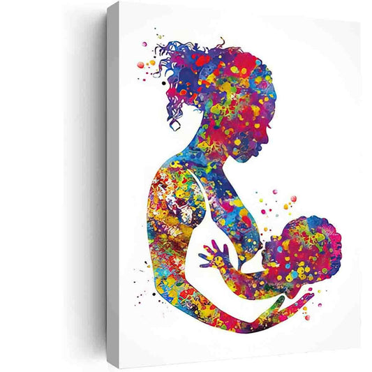 DAVUD Farm Bedroom Decor,Breastfeeding Afro Mother Watercolor Print Mom Newborn Doula Pregnancy Gift Obstetrician