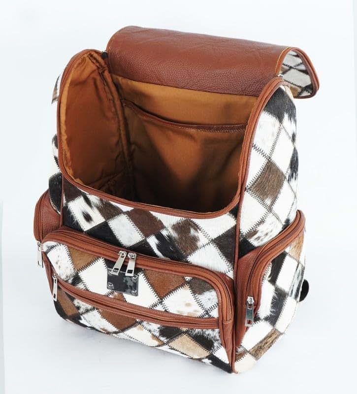 Leather Jacketz Cowhide Backpack - cow print diaper bag - western diaper bags - diaper rucksack - cowhide diaper bag (photo 3)