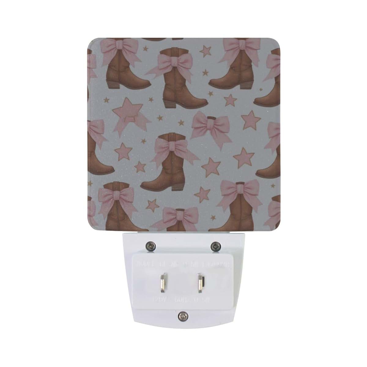 Aslsiy Cowgirl Boots LED Night Light with Pink Bow, 2-Pack Plug-in Dusk to Dawn Sensor