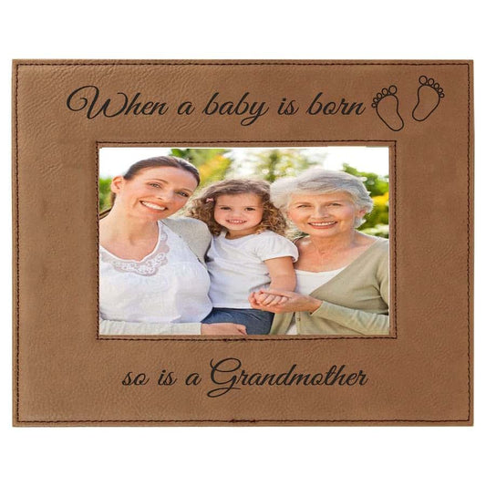 CustomGiftsNow When a Baby is Born so is a Grandmother Laser Engarved Faux Leather Dark Brown Leatherette Wall