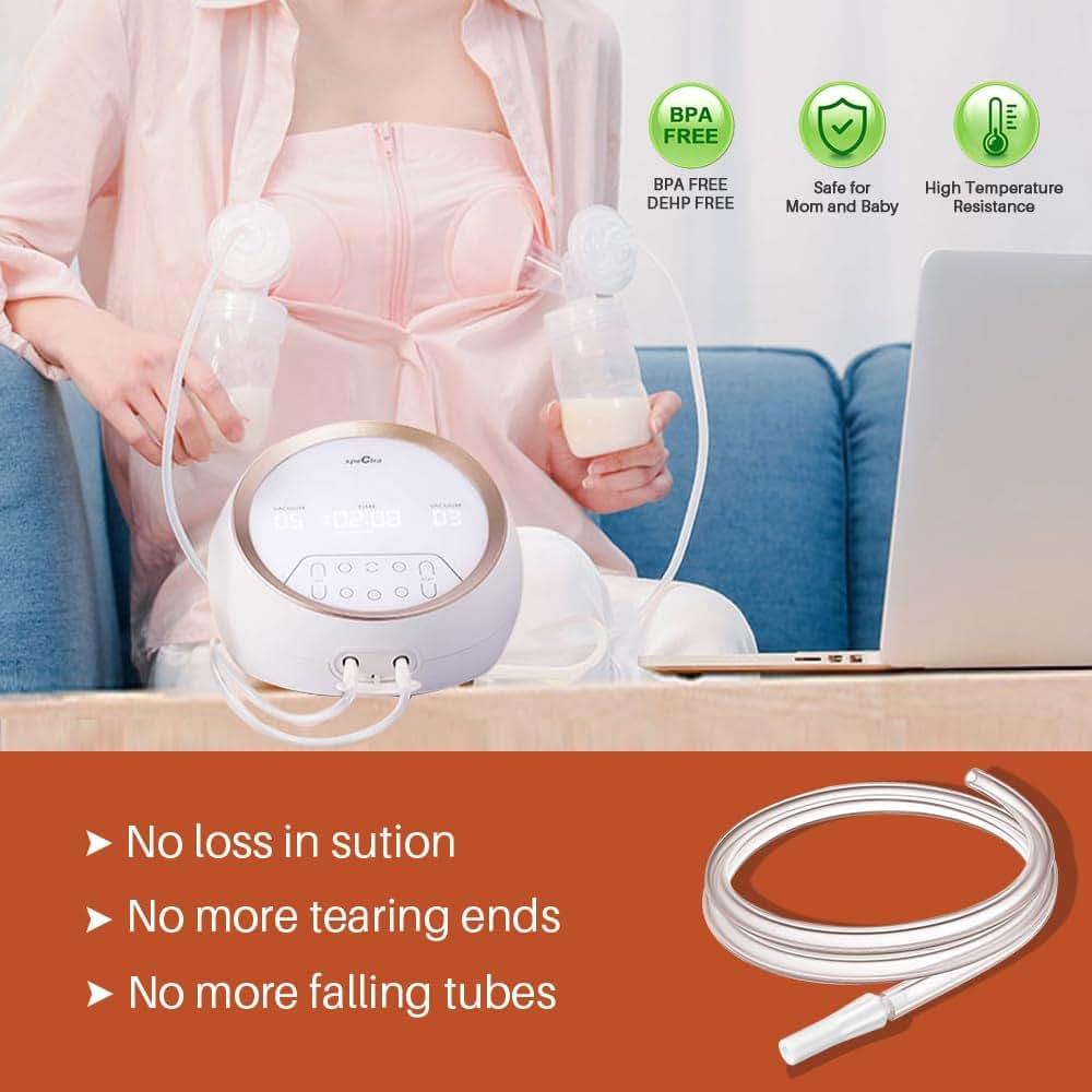 PumpMom Replacement Tubing for Spectra Synergy Gold and Dual Compact Breast Pumps, 36 Inch Silicone, 2-Pack