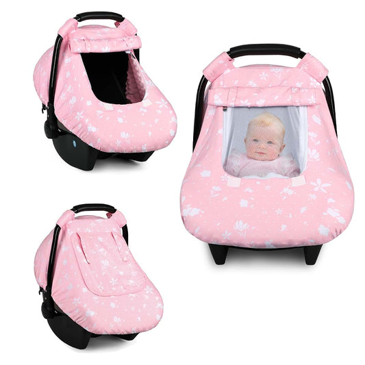 Man Fai Sky Pink Infant Car Seat Cover With Breathable Mesh Window