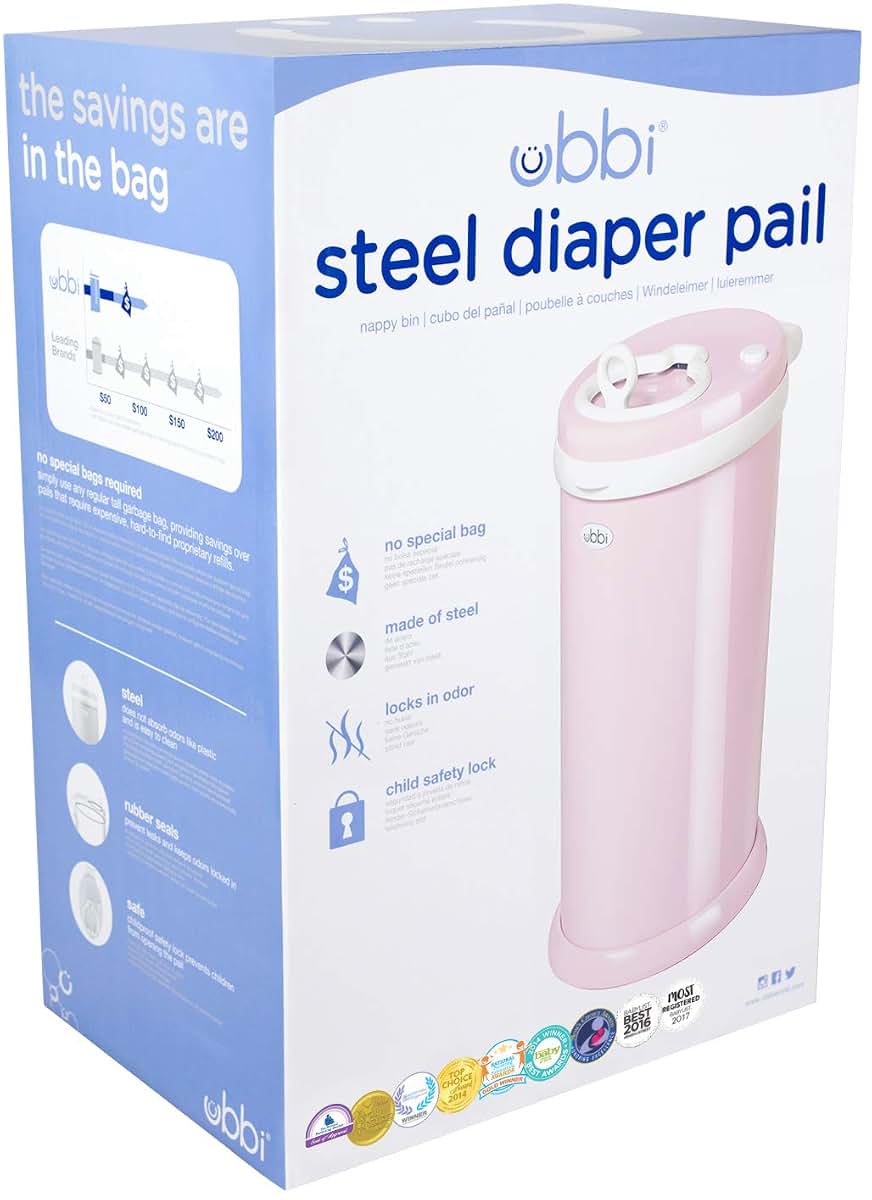 Ubbi Steel Diaper Pail In Pink