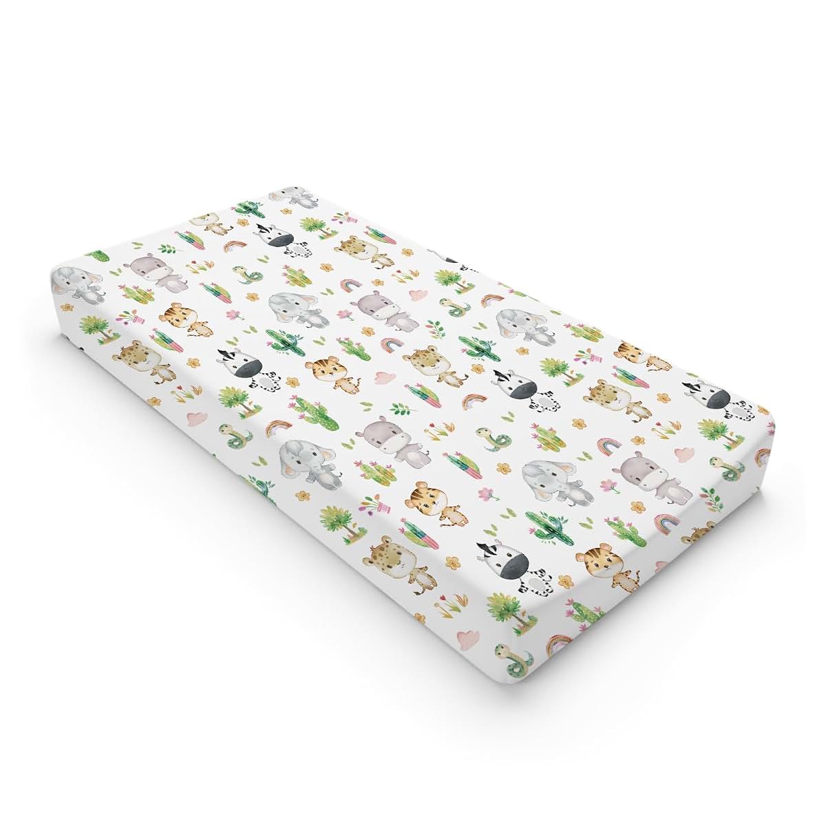 BabyOneStop African Safari Animals Changing Pad Cover for Standard 32x16 Inch Pads