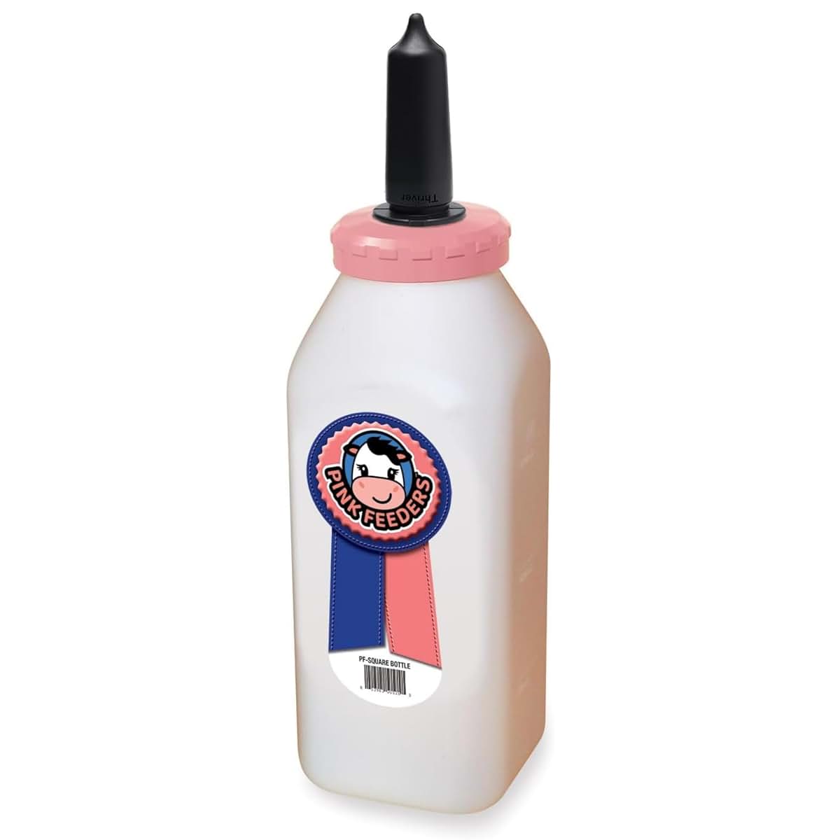 Pink Feeders 2-Quart Square Calf Bottle with Thriver Teat
