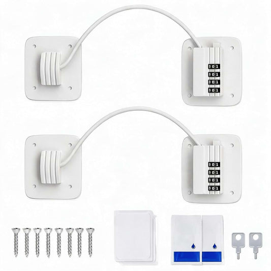 Nuoryeeder 2 Packs Refrigerator Lock, Heavy Duty Fridge Locks for Kids Pets White