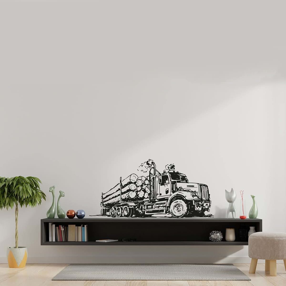 All Things Valuable Logging Truck Monster Truck Wall Sticker Art Decal (14x20 Inch)