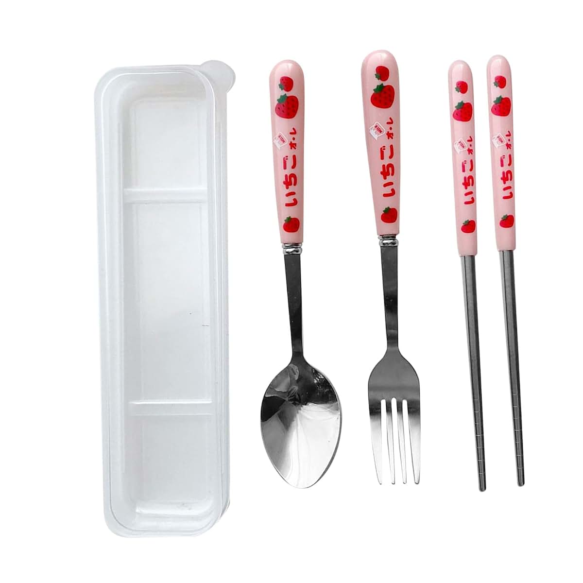 Rengue Stainless Steel Cutlery Set with Pink Strawberry Pattern