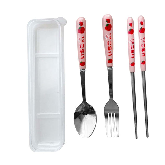 Rengue Stainless Steel Cutlery Set with Pink Strawberry Pattern