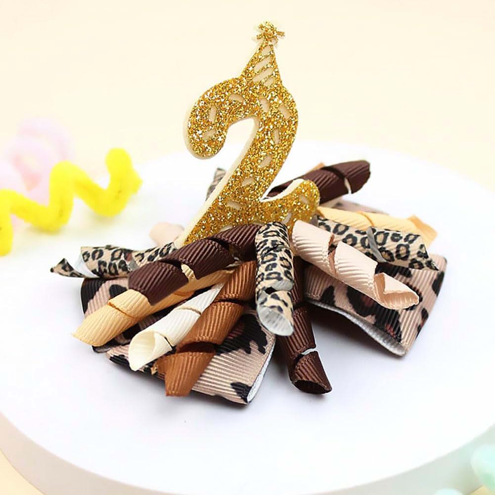 Umibow 2 Pcs Birthday Hair Bow Clips For Baby Girls With Glitter Number