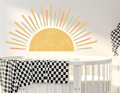 JoyuHome Watercolor Boho Sun Wall Decals Peel And Stick Sunrise Stickers