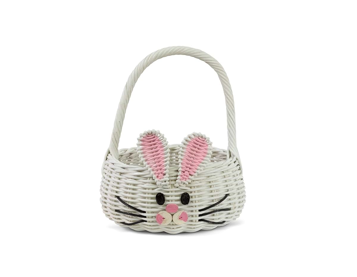 G6 COLLECTION Hand Woven Bunny Rattan Wedding Flower Girl Basket Decorative Bin Home Decor Organizer Cute Handmade