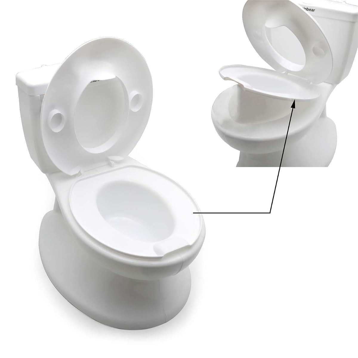 HongK- Portable Potty Training Toilet with Life-Like Flush Button & Sound for Toddlers Kids, White [P/N: (photo 4)
