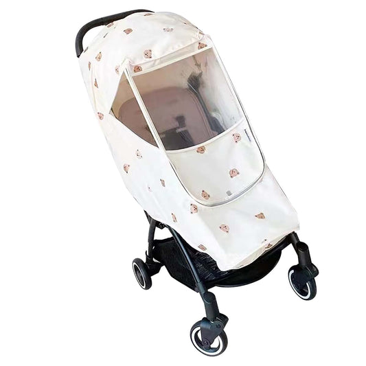 Ljcm Beige Bear Pattern Waterproof Stroller Rain Cover For Single Strollers