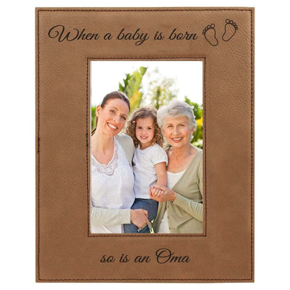 CustomGiftsNow When a Baby is Born so is an Oma Laser Engarved Faux Leather Dark Brown Leatherette Wall