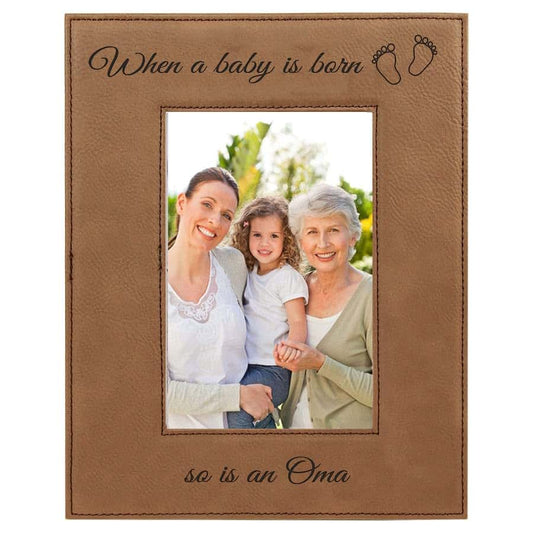 CustomGiftsNow When a Baby is Born so is an Oma Laser Engarved Faux Leather Dark Brown Leatherette Wall