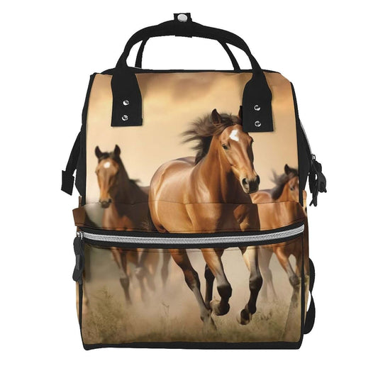 DWVTSLH Horses Diaper Bag Backpack Multifunction Nappy Bags Waterproof Mummy Backpack Large Capacity Travel Essentials