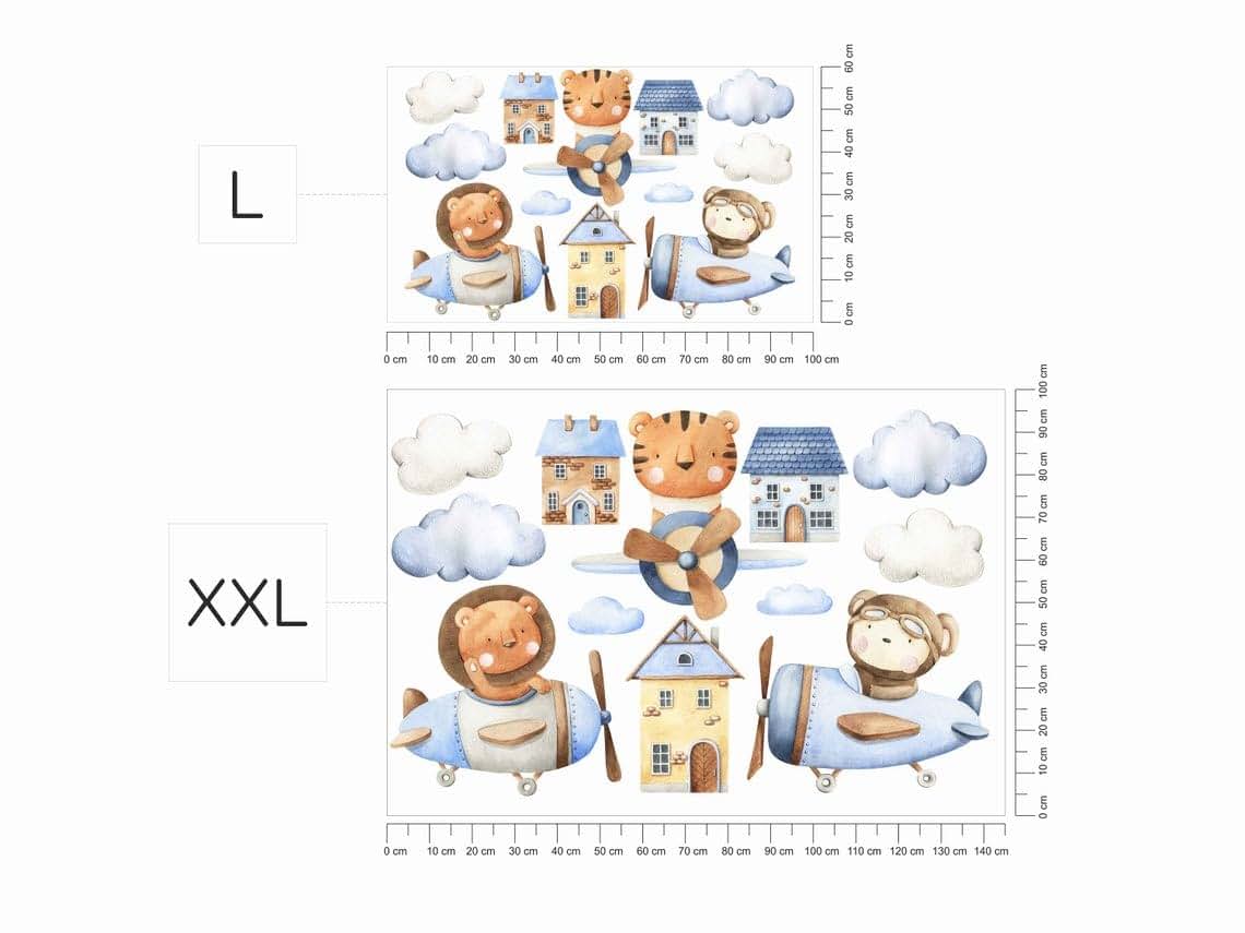 Airplanes With Animals Wall Decal Peel And Stick (L)