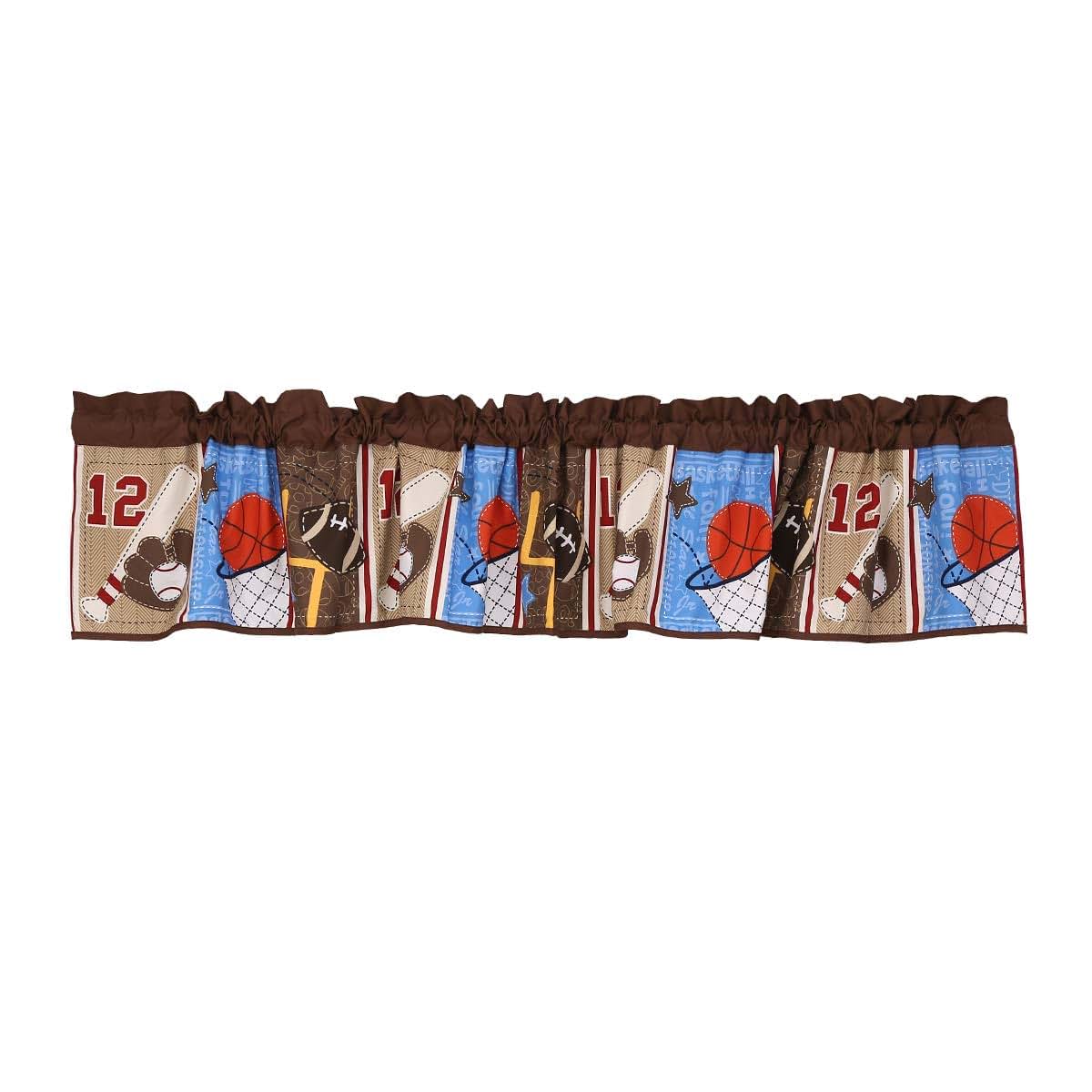CribMATE Nursery Room Window Valance 1 PC Brown Sports/Pink Animal/Grey Blue Sports Baby Girl/Baby Boy Window Curtain