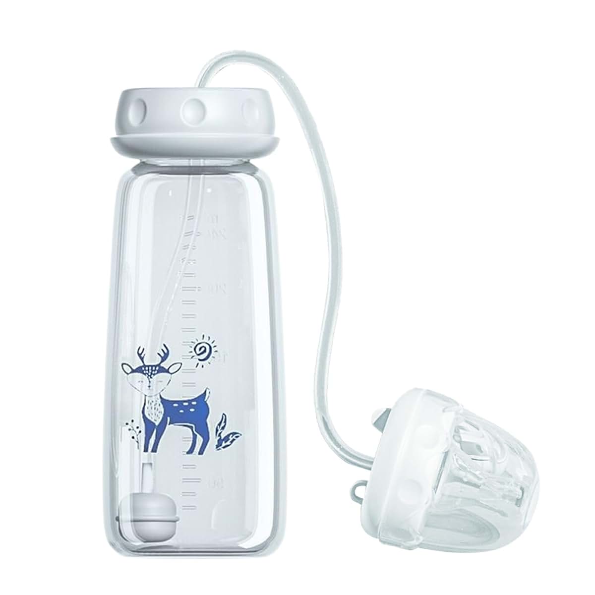 Silicone Kids Bottle 240ml Leakproof Nipple Straw