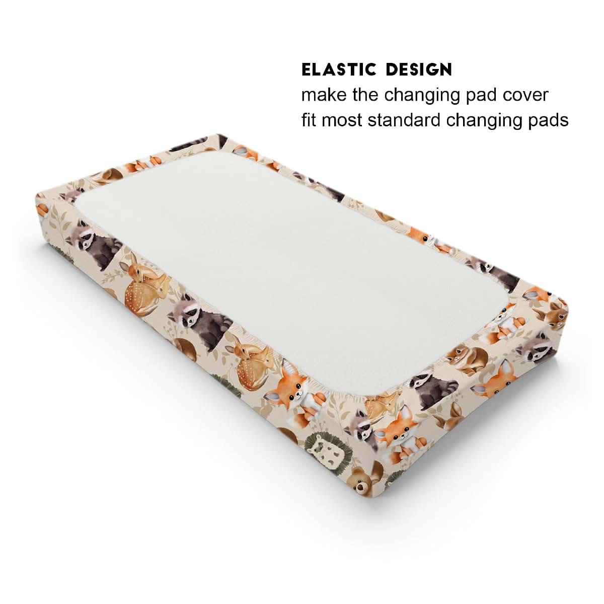 Changing Pad Cover with Cute Animals Retro Floral Pattern