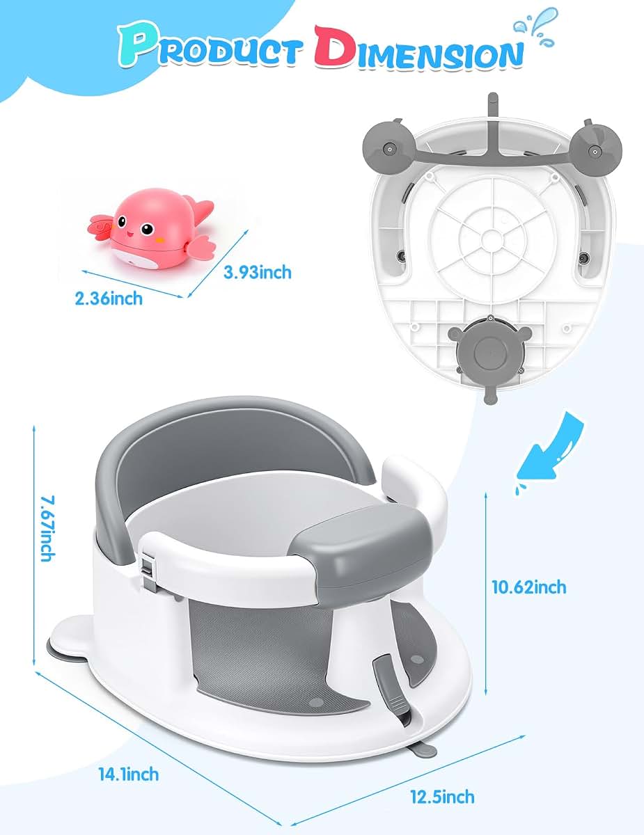 Baby Bath Seat with Suction Cups for 6-24 Months